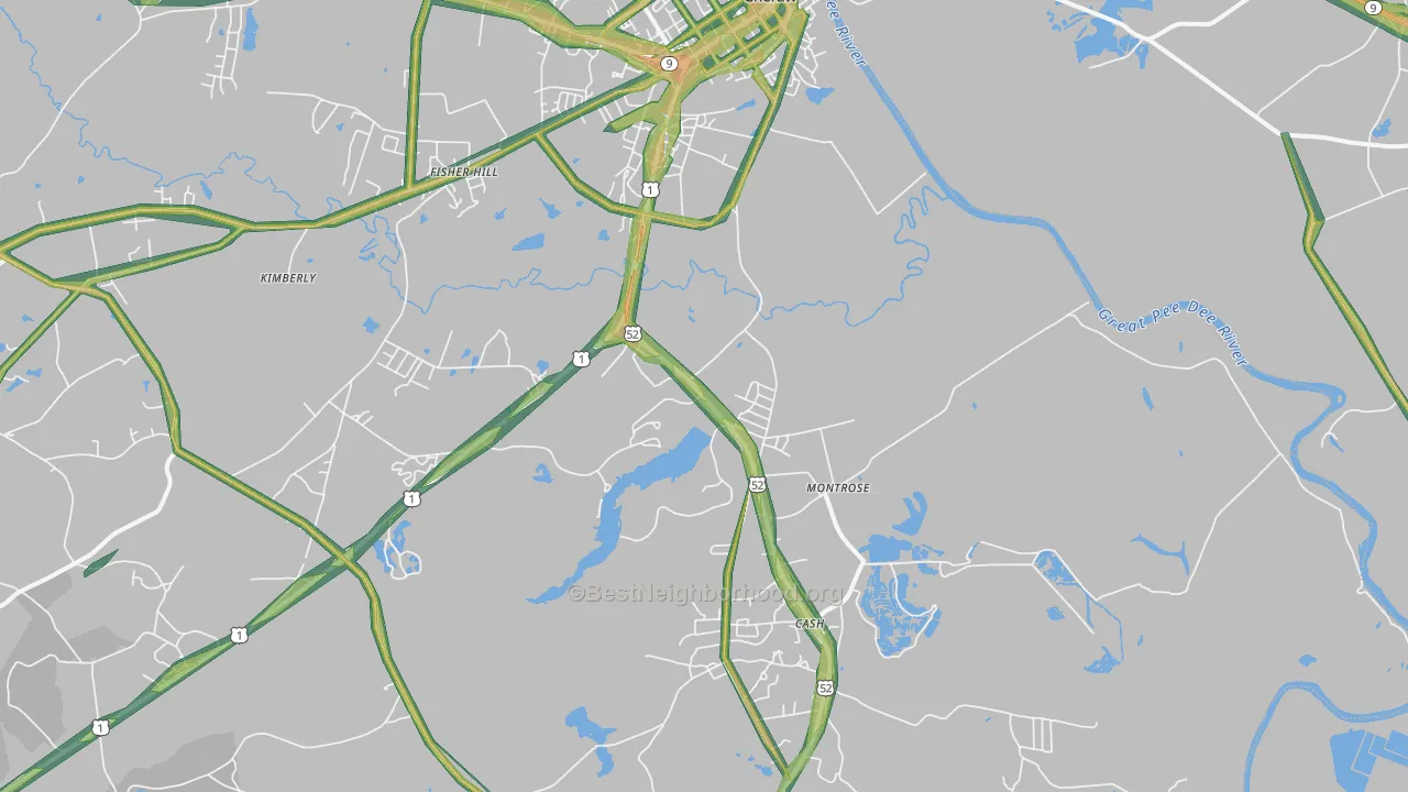 Montrose, SC Map of Noise Levels in Montrose