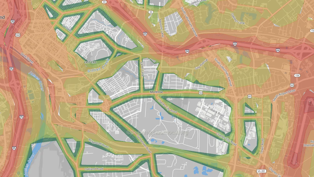 Montrose, VA Map of Noise Levels in Montrose