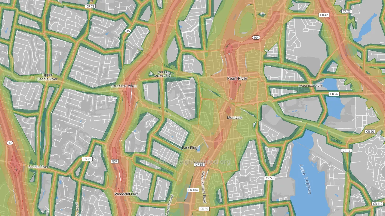 Montvale, NJ Map of Noise Levels in Montvale