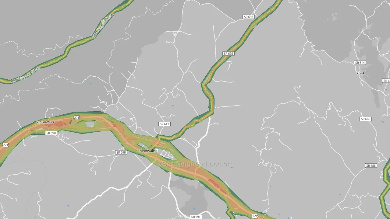 Montvale, VA Map of Noise Levels in Montvale