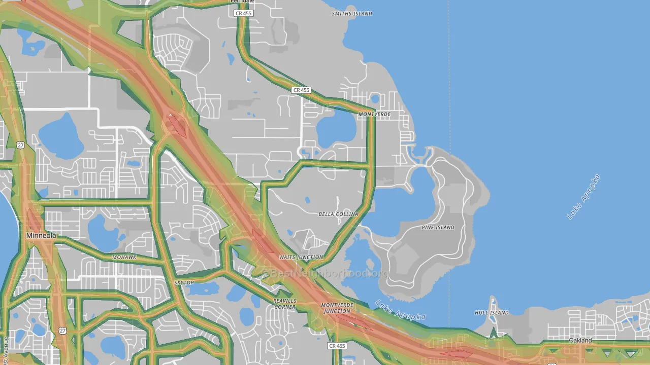 Montverde, FL Map of Noise Levels in Montverde