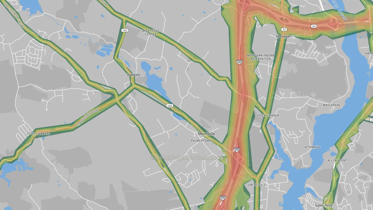 Montville, CT Map of Noise Levels in Montville