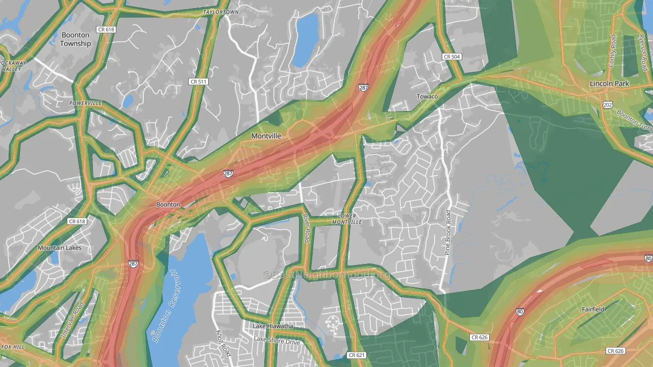 Montville, NJ Map of Noise Levels in Montville