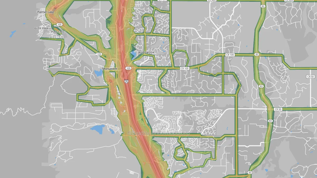 Monument, CO Map of Noise Levels in Monument
