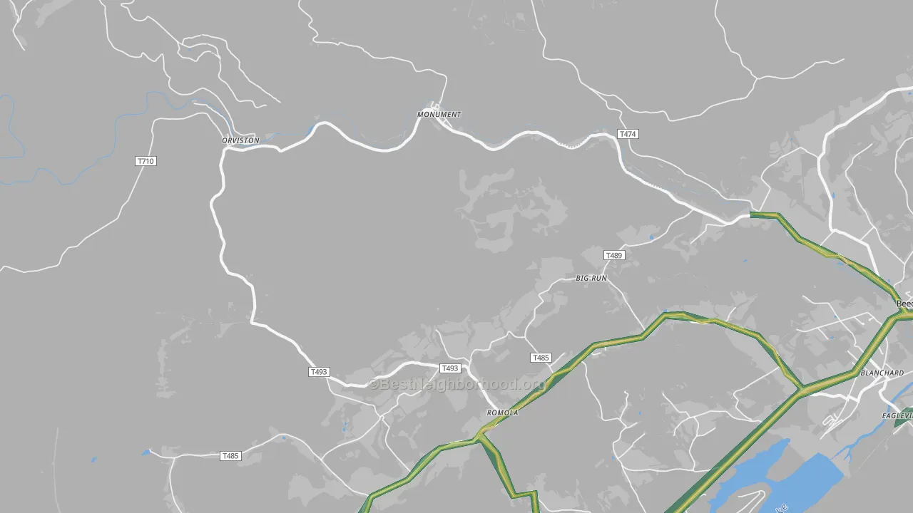 Monument, PA Map of Noise Levels in Monument