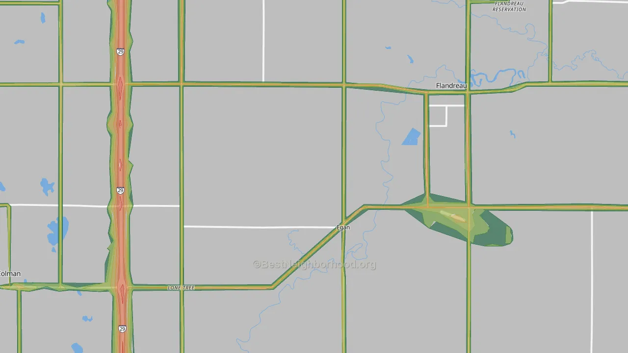 Moody County, SD Map of Noise Levels in Moody County