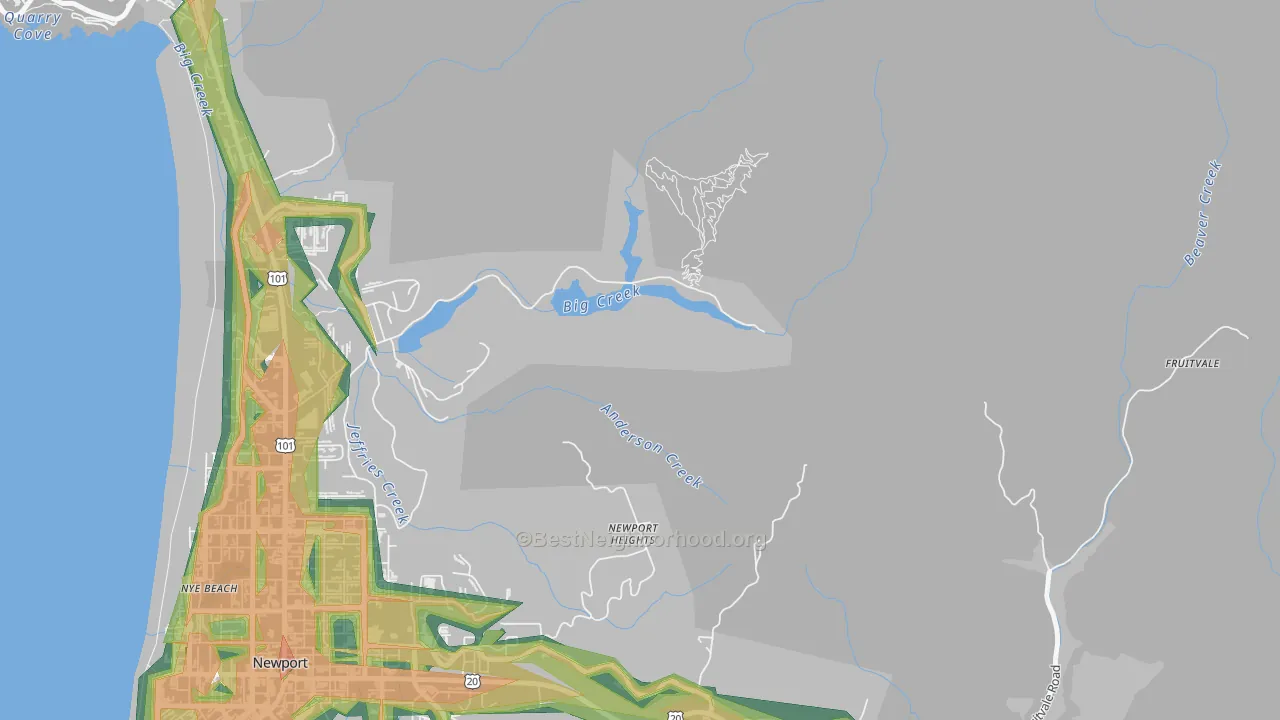 Moody, OR Map of Noise Levels in Moody