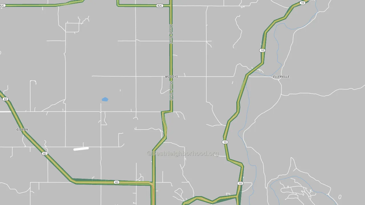Moodys, OK Map of Noise Levels in Moodys