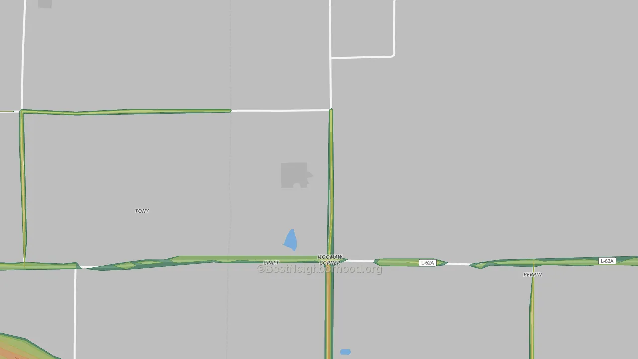 Moomaw Corner, NE Map of Noise Levels in Moomaw Corner