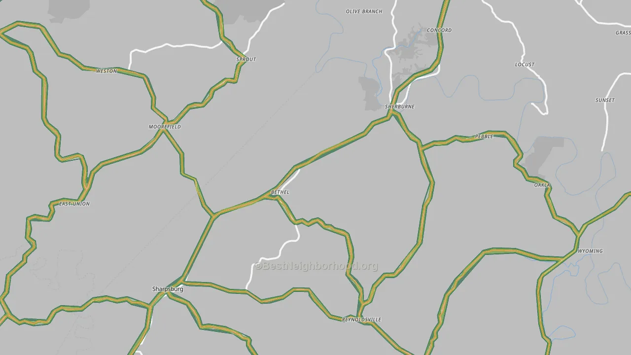 Moorefield, KY Map of Noise Levels in Moorefield