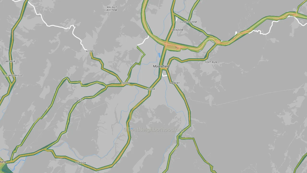 Moorefield, WV Map of Noise Levels in Moorefield