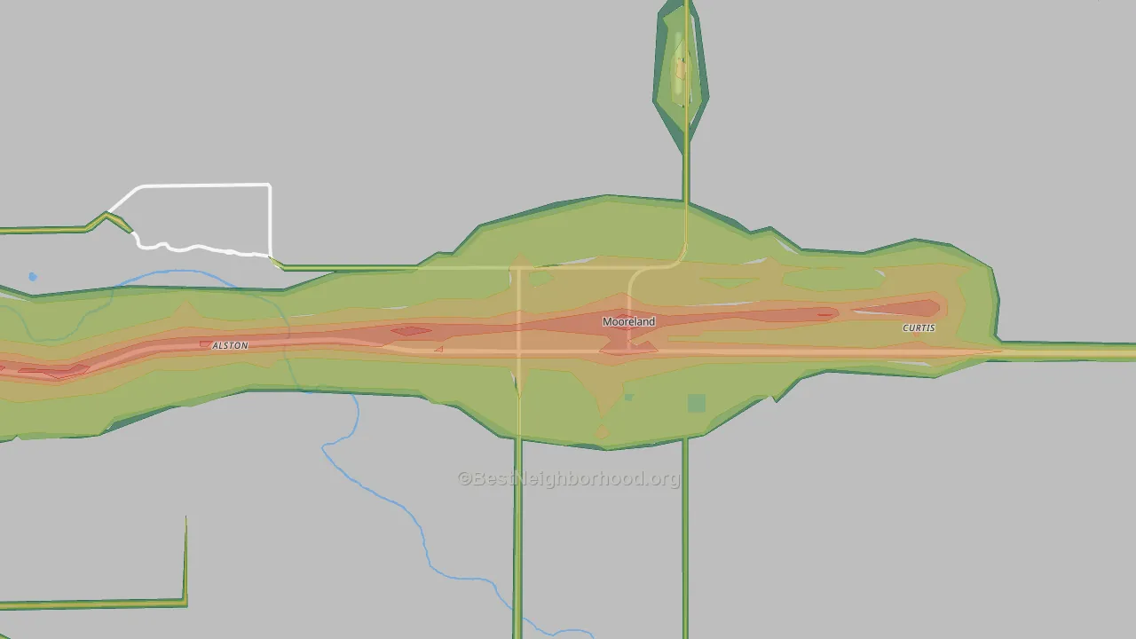 Mooreland, OK Map of Noise Levels in Mooreland