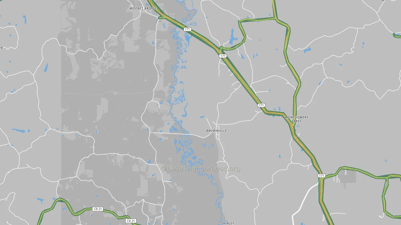 Moores Bridge, AL Map of Noise Levels in Moores Bridge