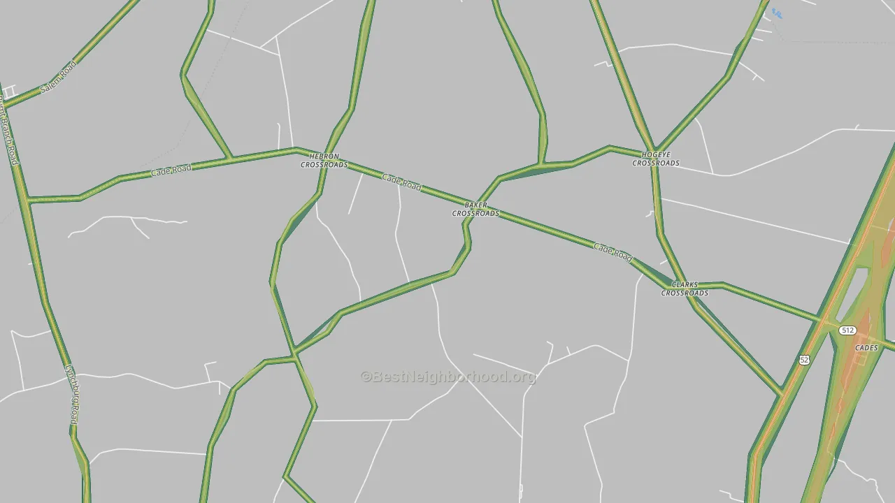 Moores Crossroads, SC Map of Noise Levels in Moores Crossroads