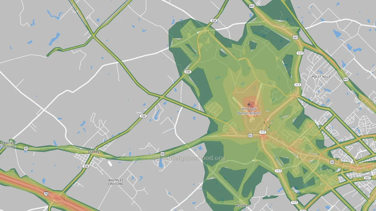 Moores, GA Map of Noise Levels in Moores