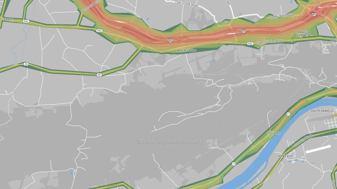 Mooresburg, PA Map of Noise Levels in Mooresburg