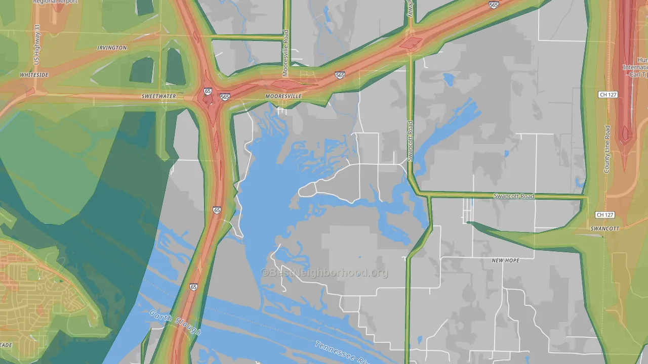 Mooresville, AL Map of Noise Levels in Mooresville