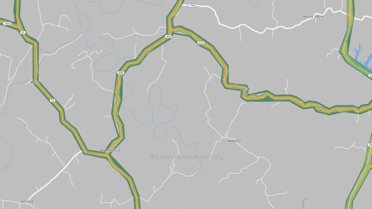 Mooresville, KY Map of Noise Levels in Mooresville