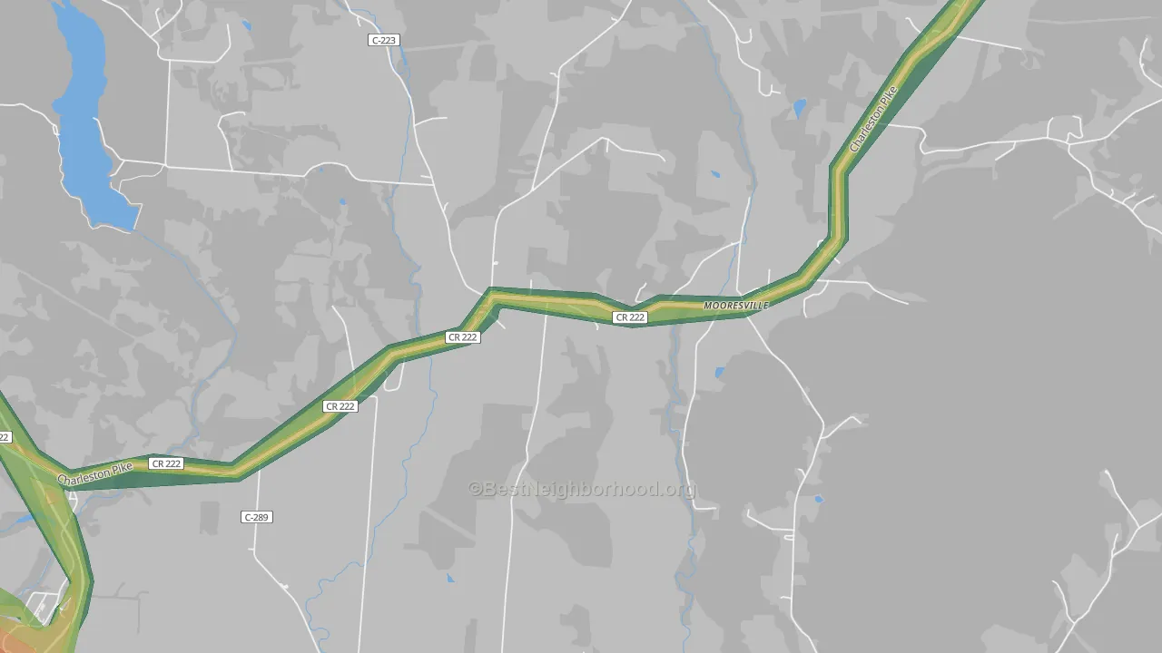 Mooresville, OH Map of Noise Levels in Mooresville