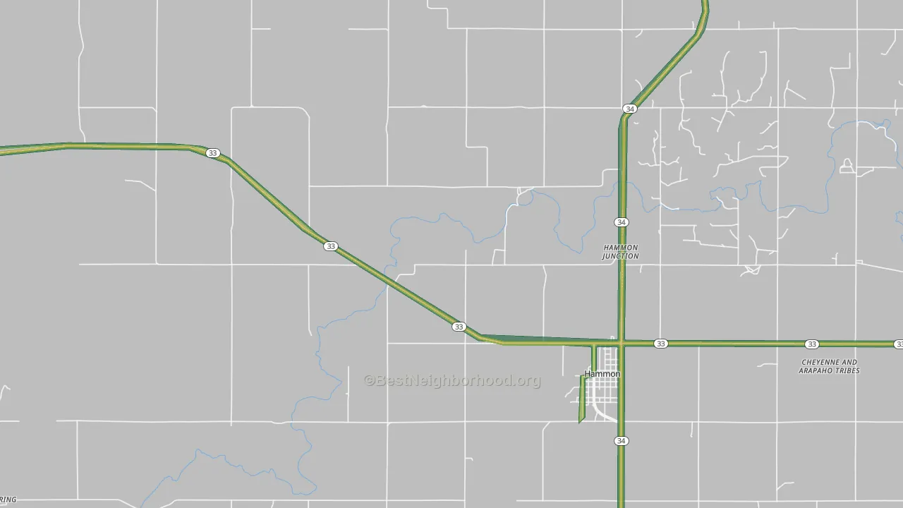 Moorewood, OK Map of Noise Levels in Moorewood