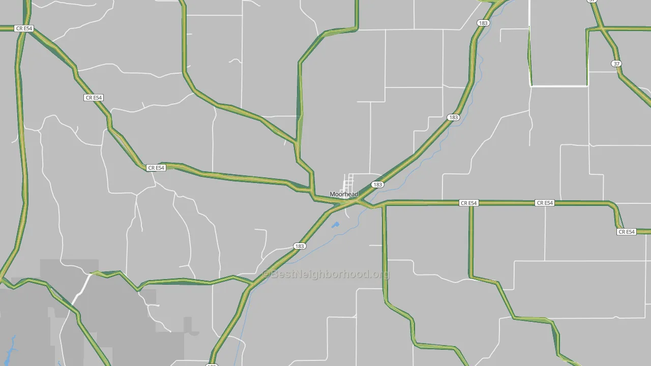 Moorhead, IA Map of Noise Levels in Moorhead