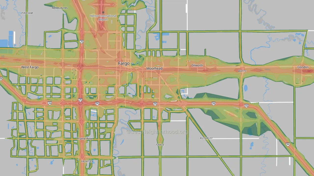 Moorhead, MN Map of Noise Levels in Moorhead