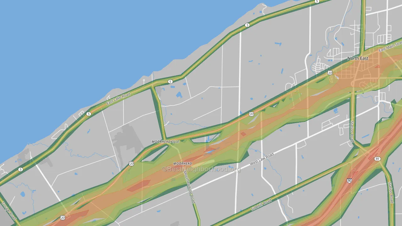 Moorheadville, PA Map of Noise Levels in Moorheadville
