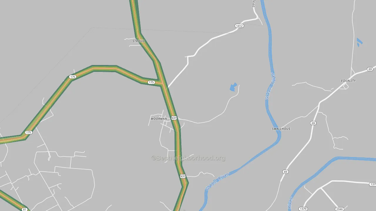 Moorman, KY Map of Noise Levels in Moorman