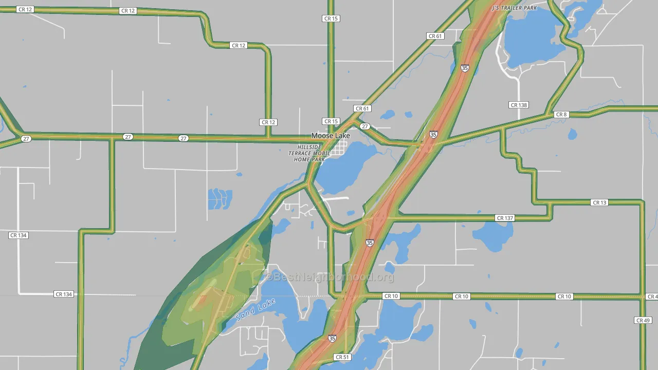 Moose Lake, MN Map of Noise Levels in Moose Lake