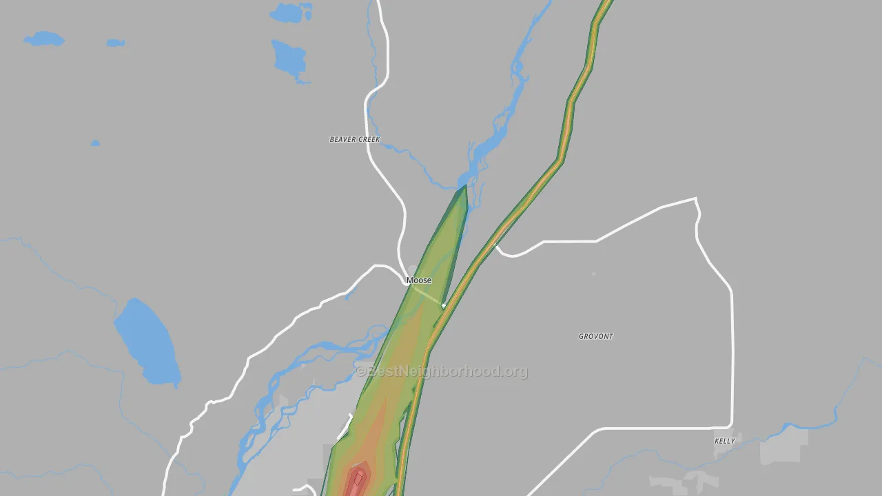 Moose, WY Map of Noise Levels in Moose