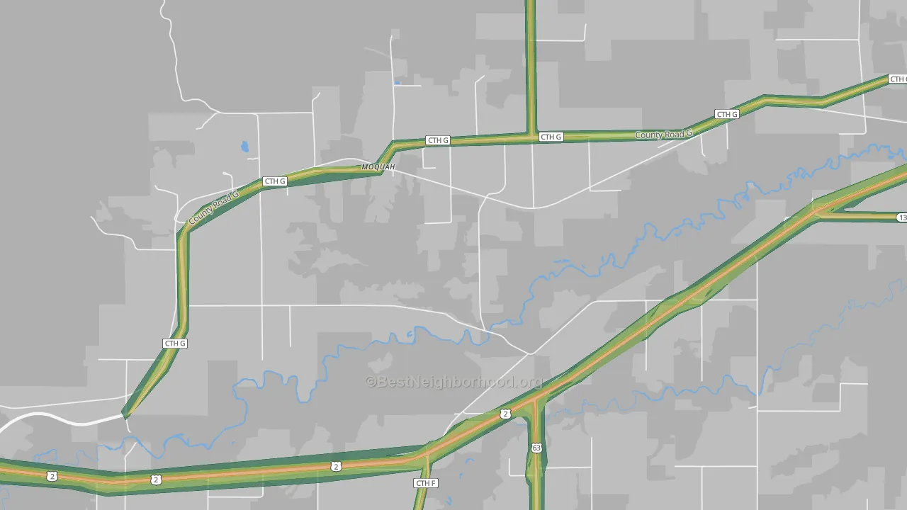 Moquah, WI Map of Noise Levels in Moquah