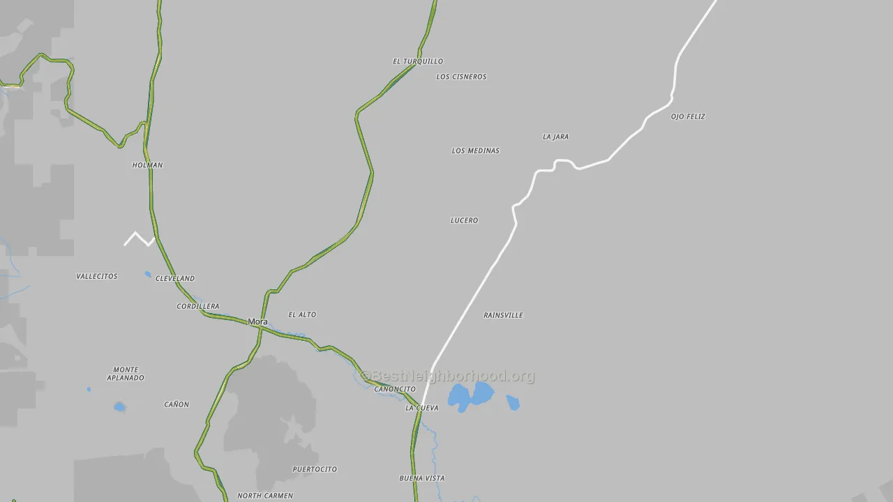 Mora County, NM Map of Noise Levels in Mora County