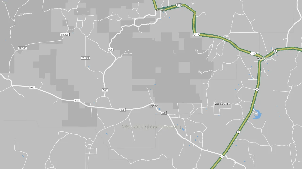 Mora, LA Map of Noise Levels in Mora
