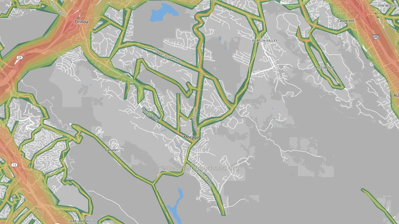 Moraga, CA Map of Noise Levels in Moraga