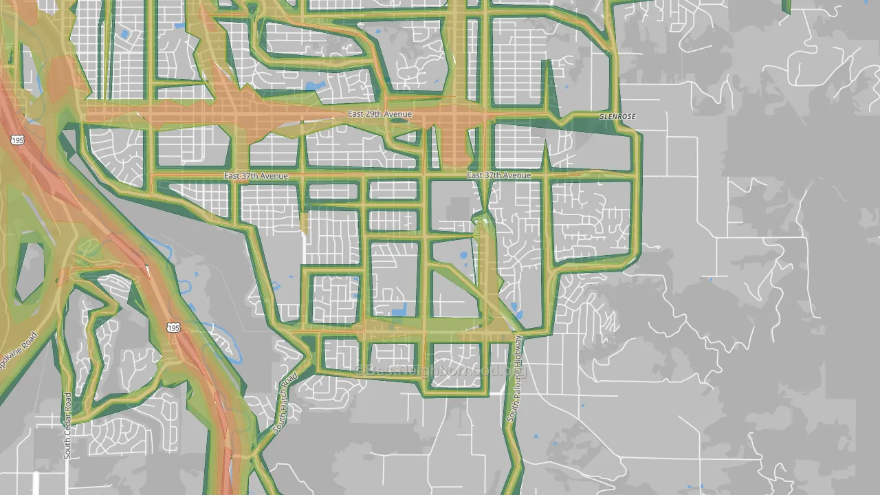 Moran Prairie, Spokane, WA Map of Noise Levels in Moran Prairie