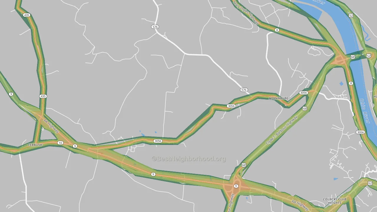 Moranburg, KY Map of Noise Levels in Moranburg