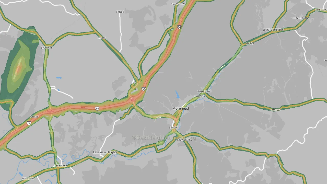 Morehead, KY Map of Noise Levels in Morehead