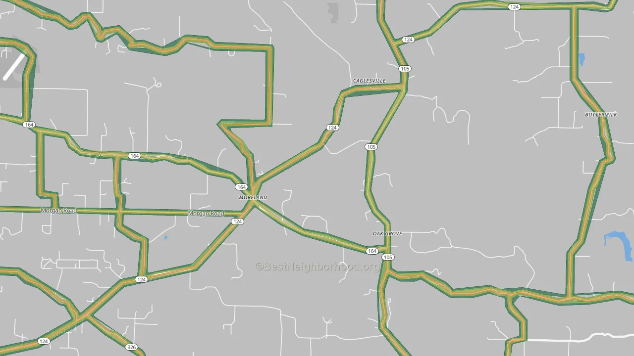 Moreland, AR Map of Noise Levels in Moreland