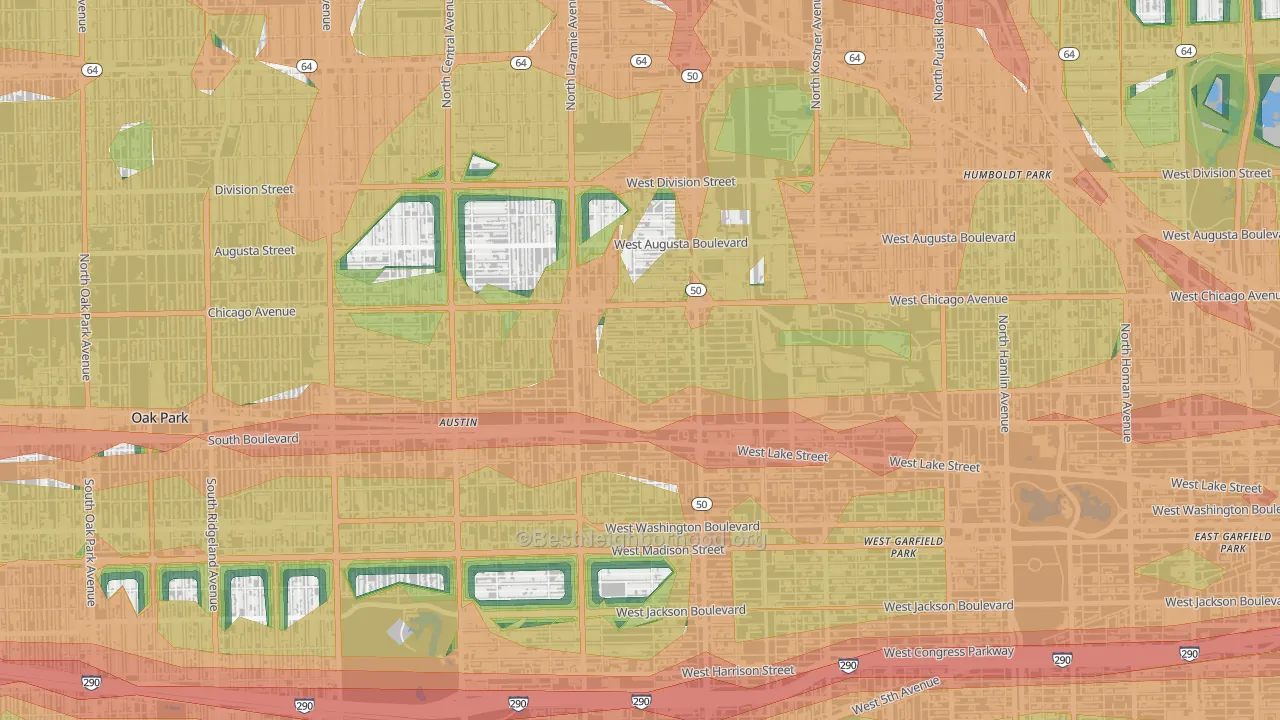 Moreland, Chicago, IL Map of Noise Levels in Moreland