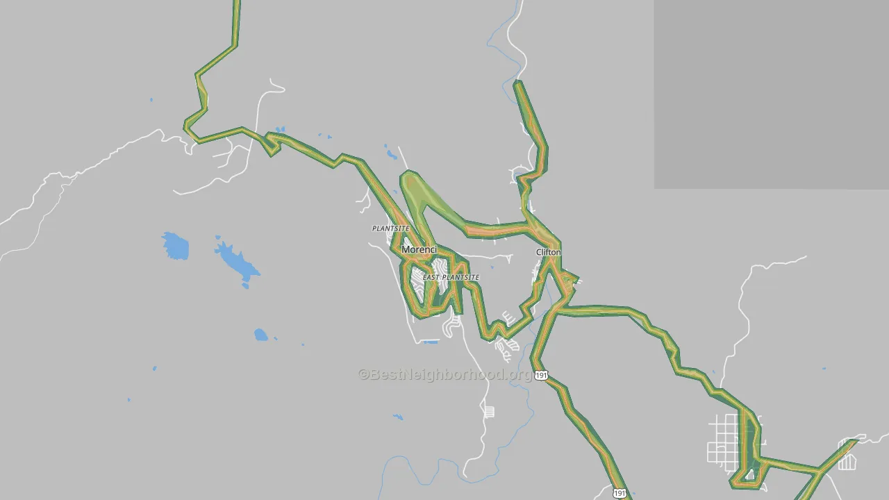 Morenci, AZ Map of Noise Levels in Morenci