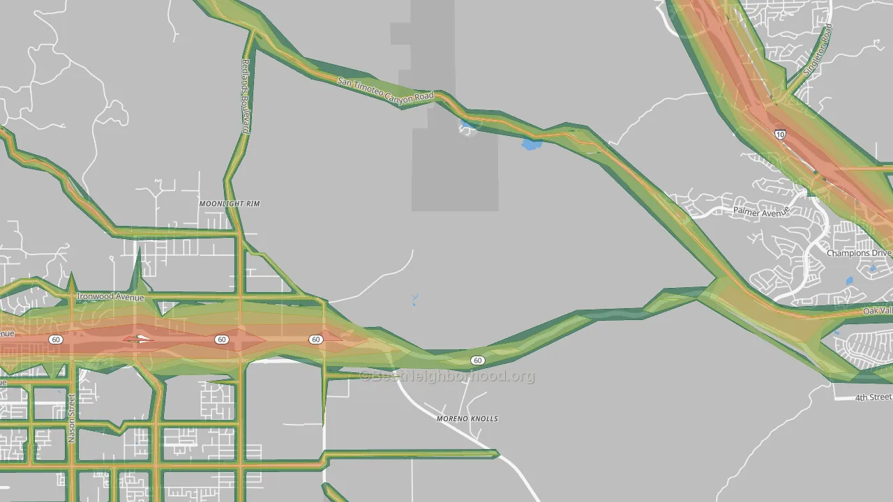 Moreno, CA Map of Noise Levels in Moreno