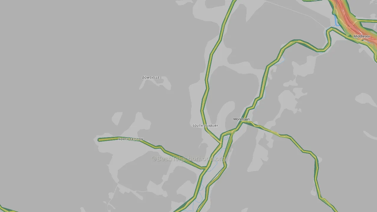 Moretown, VT Map of Noise Levels in Moretown
