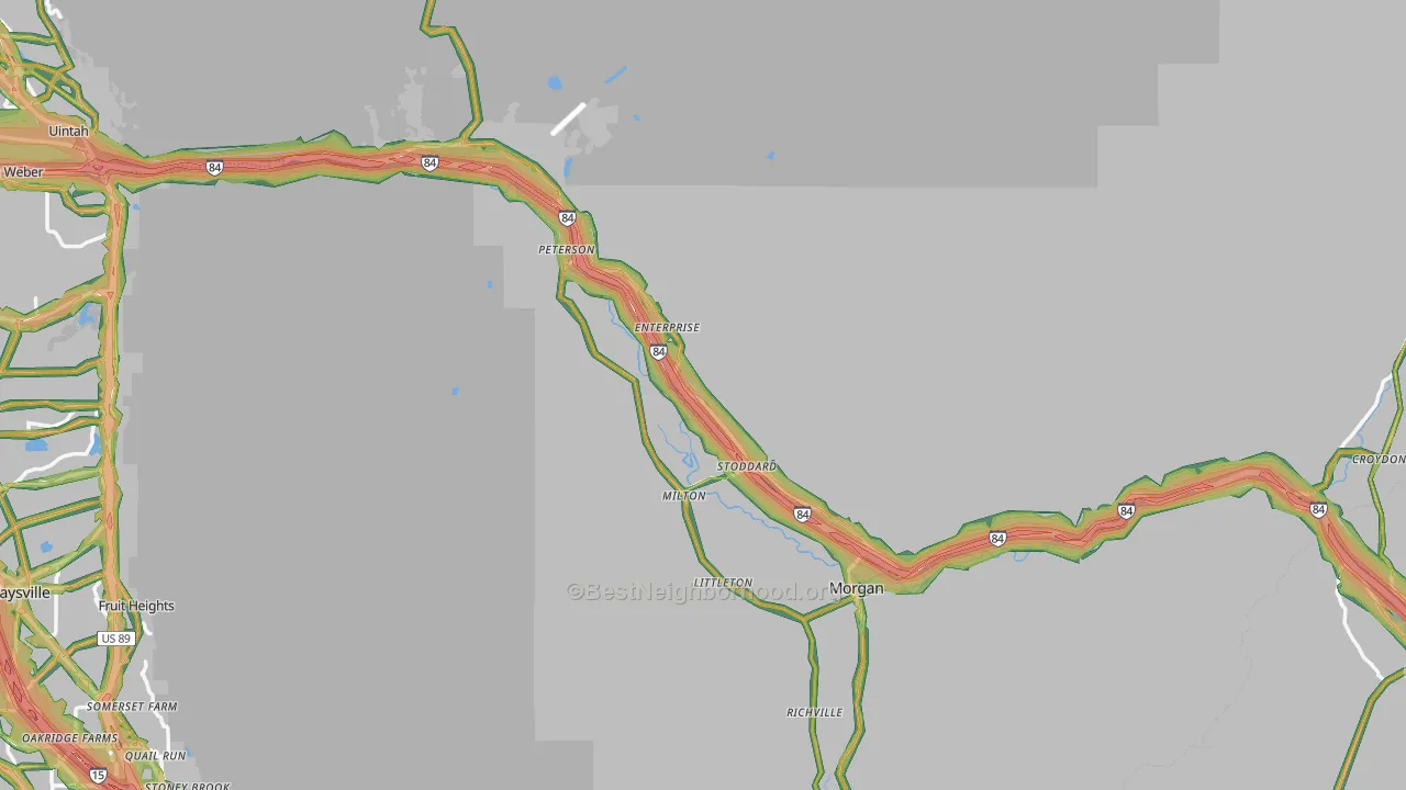 Morgan County, UT Map of Noise Levels in Morgan County
