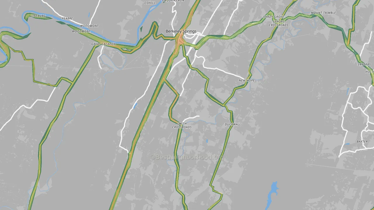 Morgan County, WV Map of Noise Levels in Morgan County