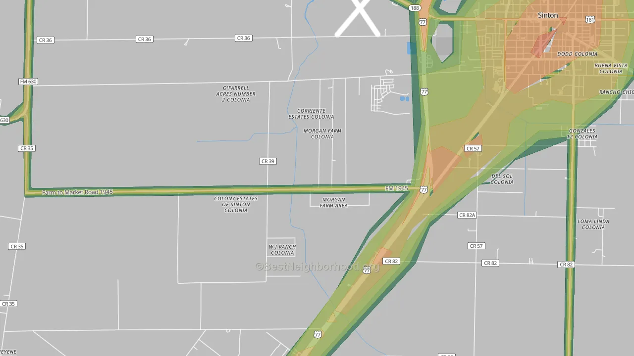 Morgan Farm, TX Map of Noise Levels in Morgan Farm