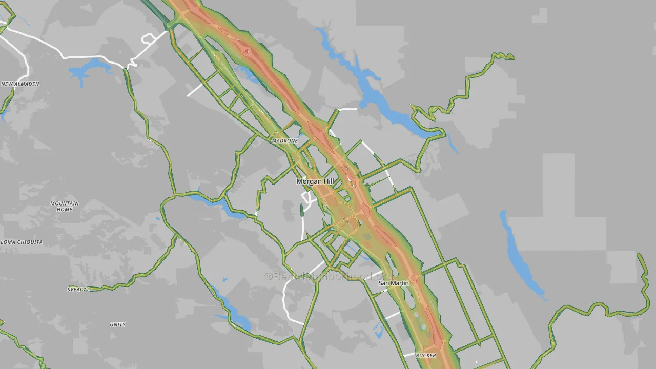 Morgan Hill, CA Map of Noise Levels in Morgan Hill
