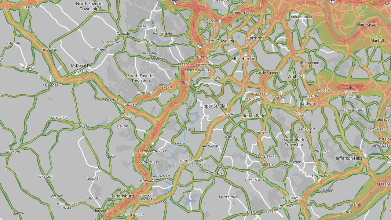 Morgan, PA Map of Noise Levels in Morgan