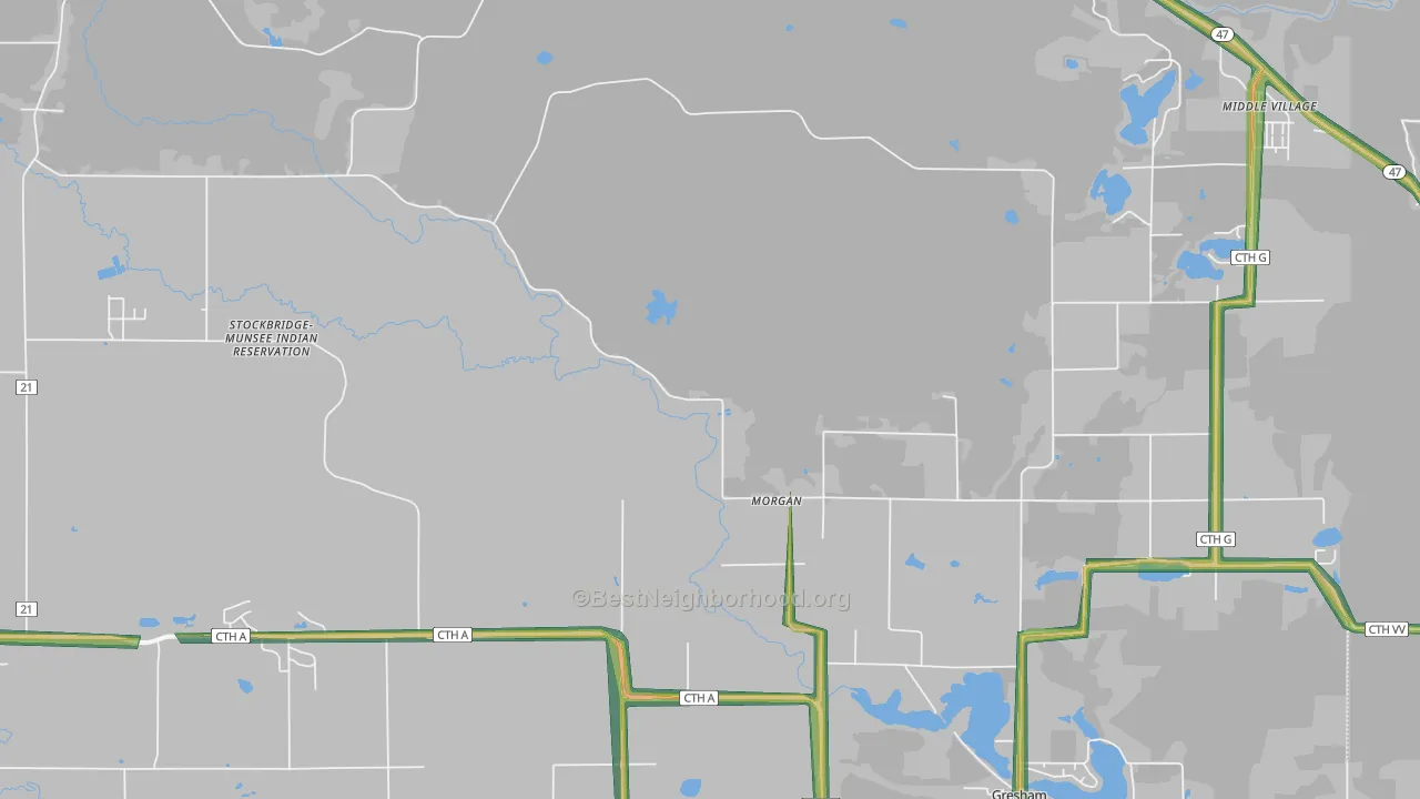 Morgan, WI Map of Noise Levels in Morgan