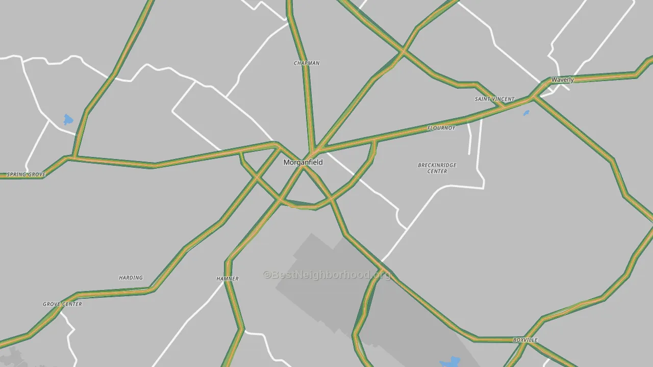 Morganfield, KY Map of Noise Levels in Morganfield