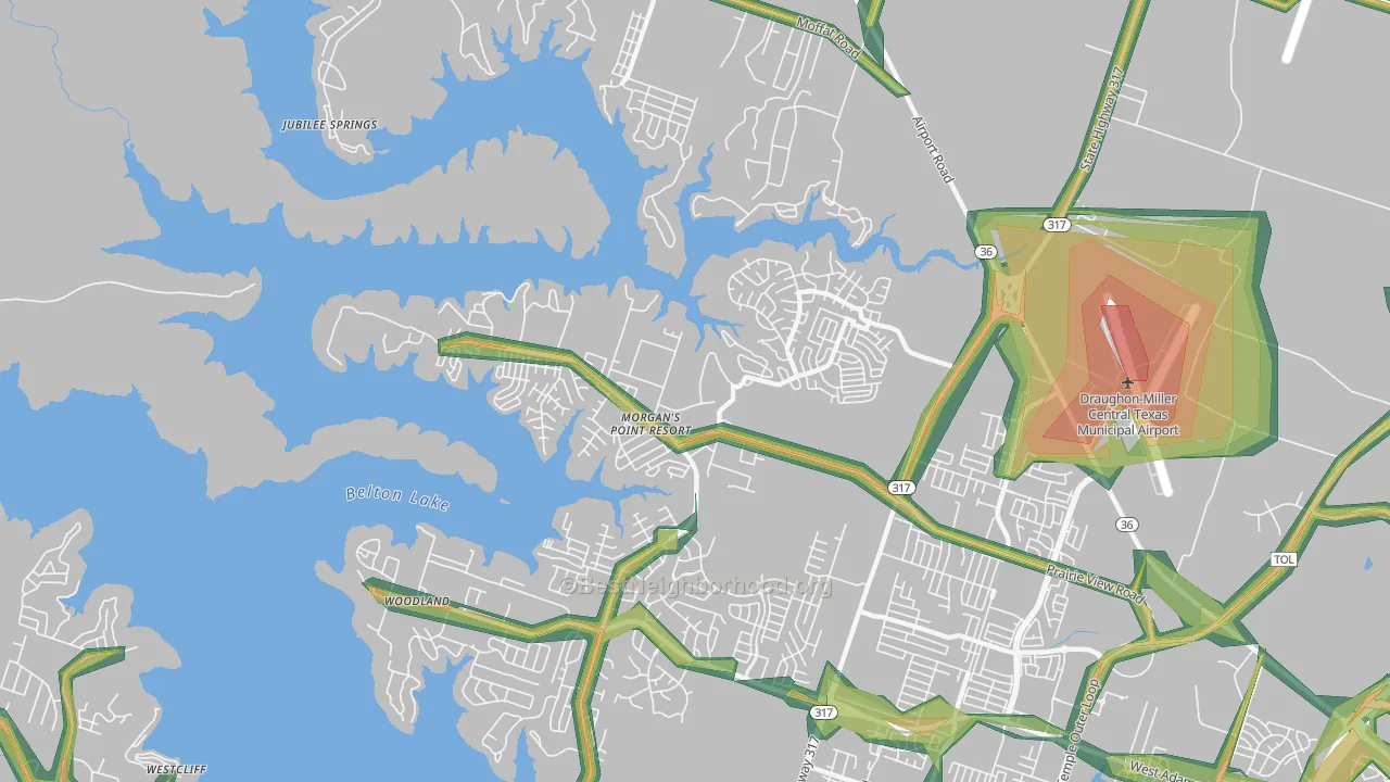 Morgans Point Resort, TX Map of Noise Levels in Morgans Point Resort